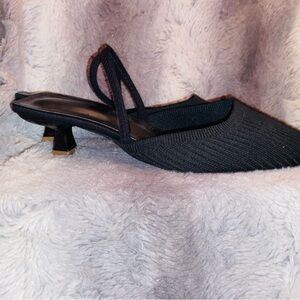 Black Kitten Heel Sling Back 7.5